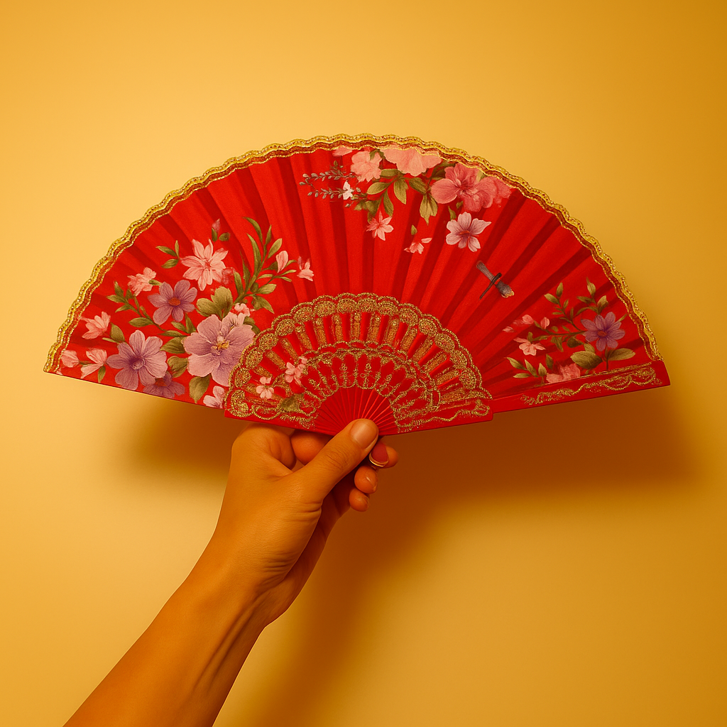 Abanico de flores rojas